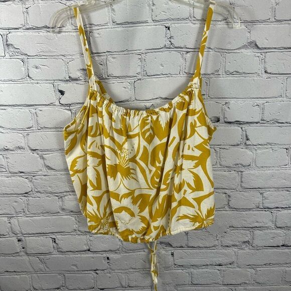 Madewell Tank Top Linen-Blend Meriden Crop Cami Tie Tropicale Floral S/M NWT - Picture 3 of 9